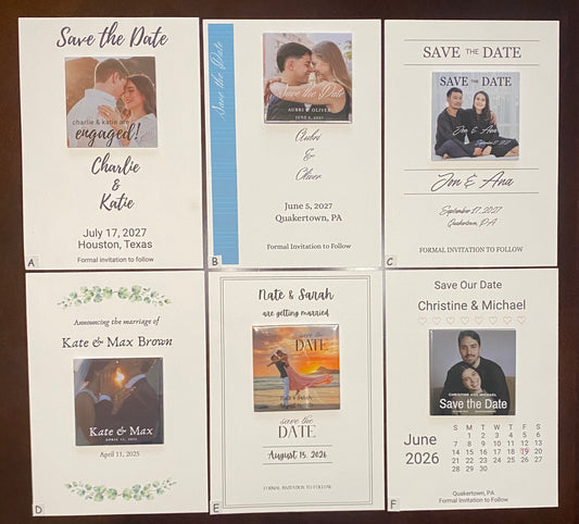 Matching Save the Date 5x7 inch Card for Custom Magnets