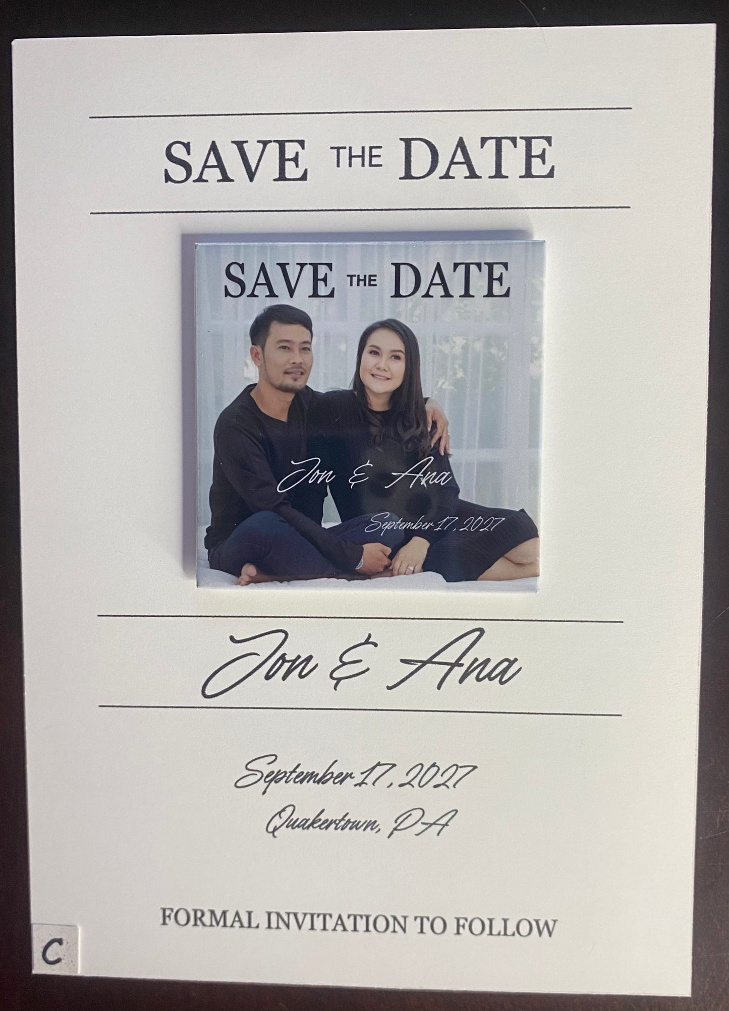 Matching Save the Date 5x7 inch Card for Custom Magnets