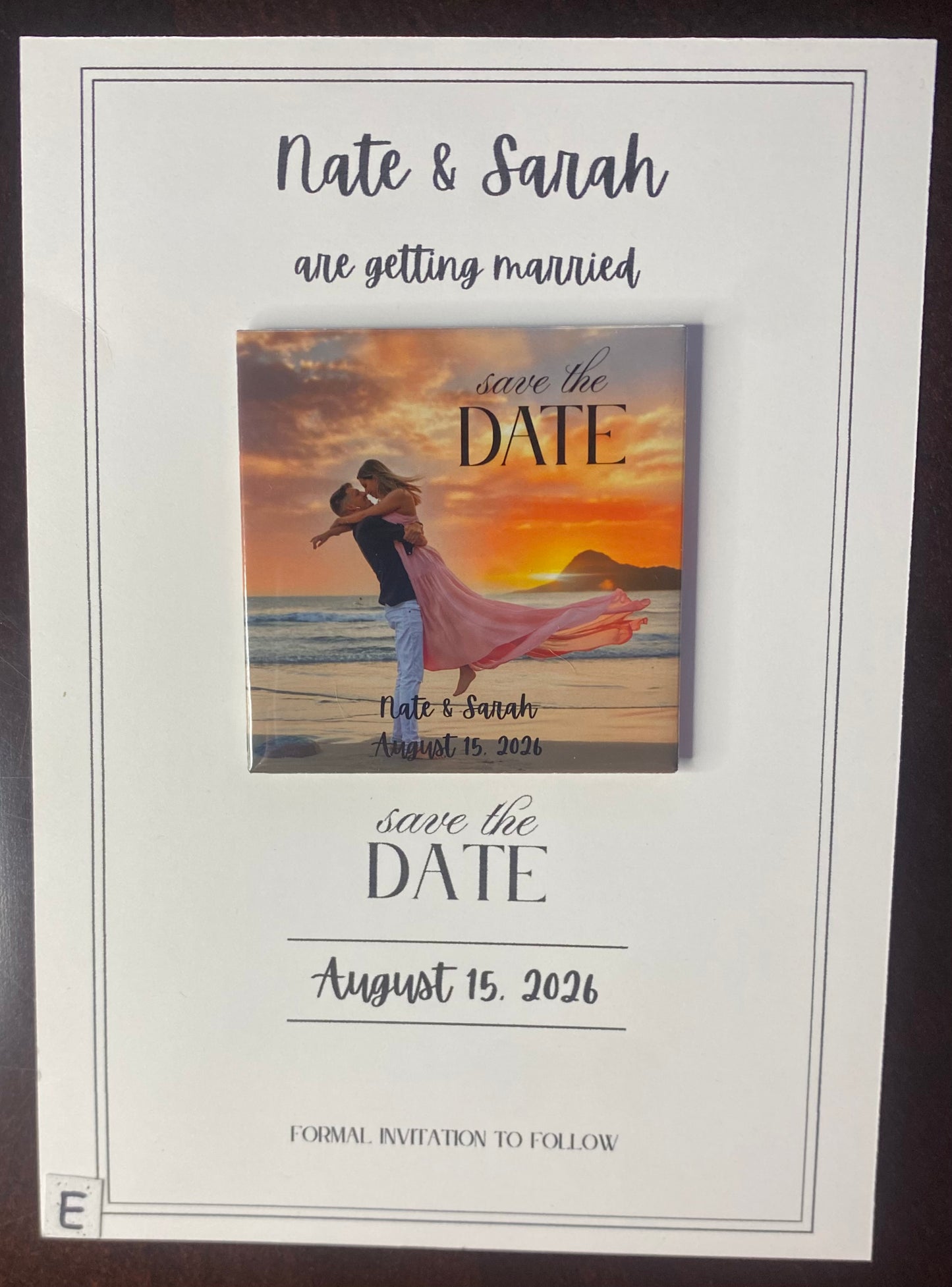 Matching Save the Date 5x7 inch Card for Custom Magnets