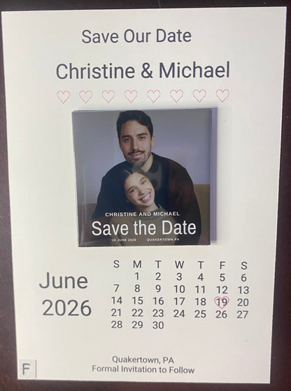 Matching Save the Date 5x7 inch Card for Custom Magnets