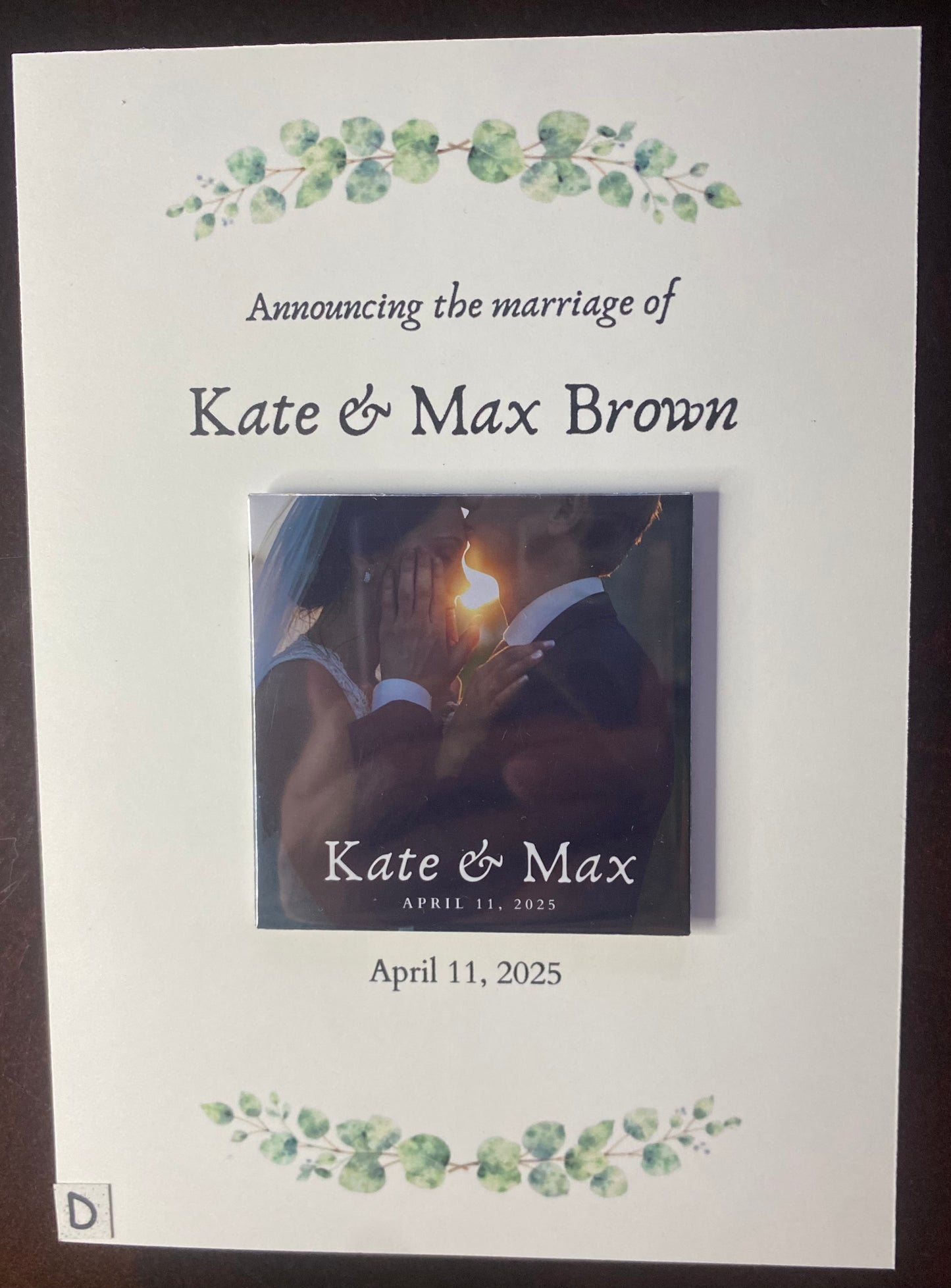 Matching Save the Date 5x7 inch Card for Custom Magnets